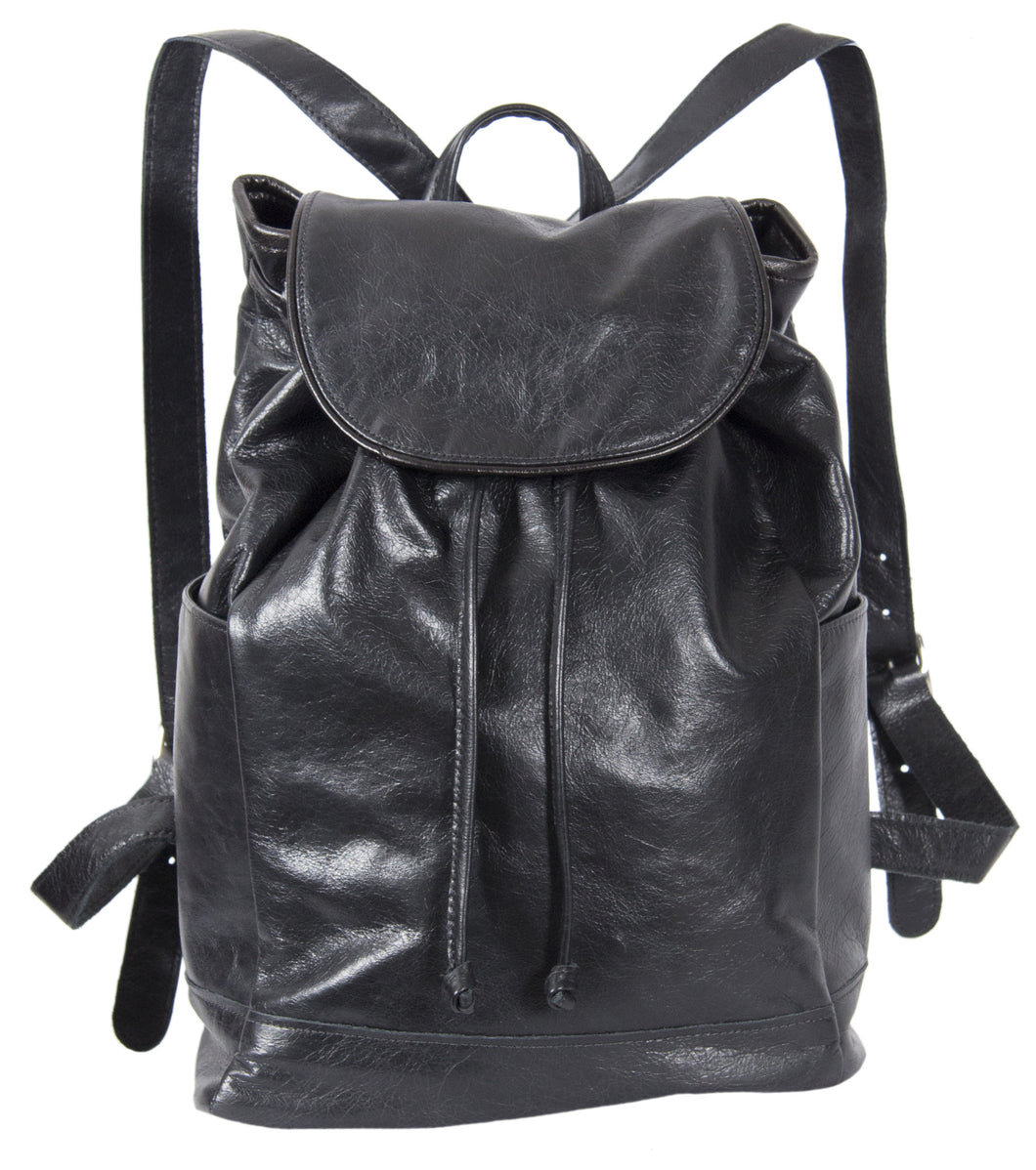 L1039-13 Backpack in an Authentic Old World Black Leather. Part of The On the Tee Vintage Golf Collection and Cosmetic and Travel, Vintage Canadiana, and Totes Collections 10