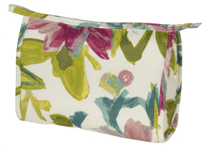 L151-3127 Medium Cosmetic Bag 10"x7x3" This White Tea Top Zip Cosmetic with Inside Pocket is part of Cosmetic and Travel Accessories Collection Lined in a Durable Waterproof Denier Lining.