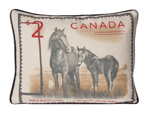 L626-SABLE 14"x20" Pillow Printed on a Linen Blend Fabric with the Wild Horses of Sable Island on one side. Part of the Lady Rosedale Unbridled Passion Collection.