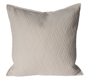 L643-3142-Naveen Cream 20"x20" Textured Sweater Like fabric this Pillow reverses to a solid Coordinate, Flanged edge part of The Vintage Canadiana Collection and coordinates with Welcome Home, Elements, Home Trends and Comforts, All made in Canada