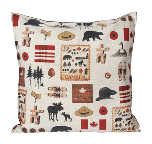 L643-NORTH 20"x20" We The North Pillow with Feather Insert and Flanged edge part of The Vintage Canadiana Collection
