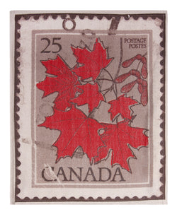 L705-LEAF 13"x19" Vintage Leaf Stamp Image printed on this Rectangular Placemat part of The Vintage Canadiana Collection