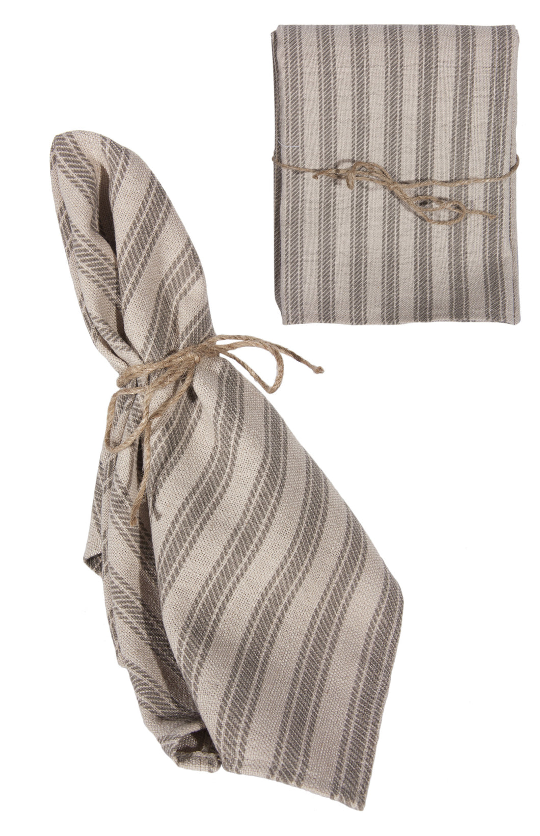 L709S-STRP Printed Ticking Stripe set of 4 Napkins Linen Blend tied with Twine for The Lake House Collection