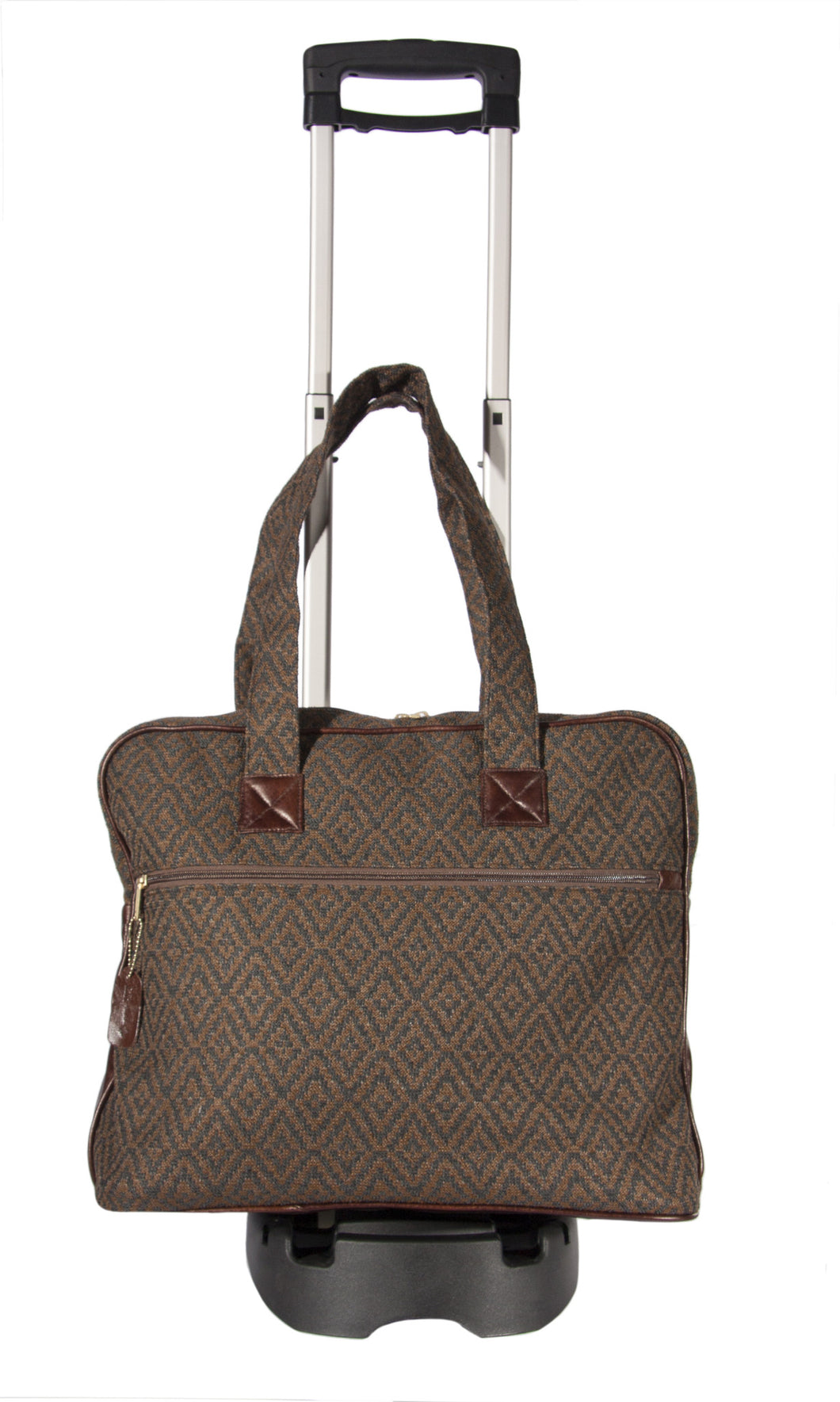 L759-3038 Trolley Tote Rioja Stone w Trolley Cart trimmed w Authentic Leather. Spacious Interior Tote Double Straps and Removable Trolley Cart. Part of the Unbridled Passion, Cosmetic and Travel Collection 10