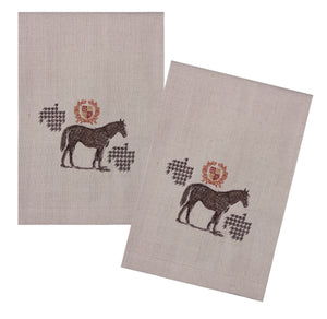 L771-HOR 16"x24" Embroidered Horse Guest towels Set of 2, designed by Elizabeth Law, part of The Unbridled Passion Collection