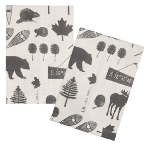 L771-ICON 16"x24" We The North Guest towels Set or 2 designed by Elizabeth Law with Eco Friendly Printing, part of The Vintage Canadiana Collection