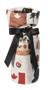 L772-NORTH 7"x13" Vintage Iconic Images printed on this Wine Bottle Bag part of The Vintage Canadiana Collection